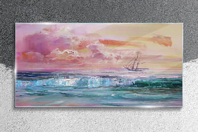 Glasbild Ein friedlicher Sonnenuntergang über dem Meer
