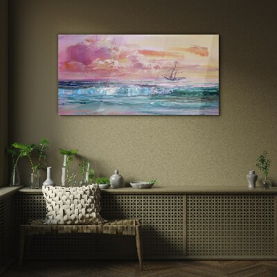 Glasbild Ein friedlicher Sonnenuntergang über dem Meer