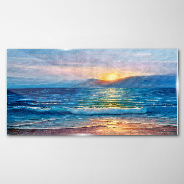 Glasbild Sonnenuntergang über dem ruhigen Meer