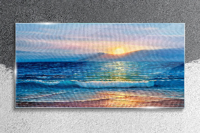 Glasbild Sonnenuntergang über dem ruhigen Meer