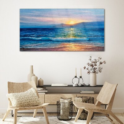 Glasbild Sonnenuntergang über dem ruhigen Meer