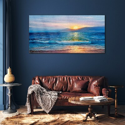 Glasbild Sonnenuntergang über dem ruhigen Meer