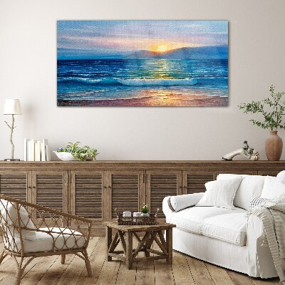Glasbild Sonnenuntergang über dem ruhigen Meer