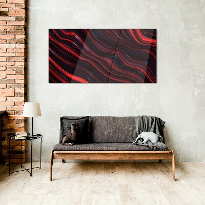 Bild auf glas Wellen aus Rot und Marineblau