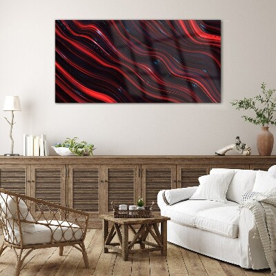Bild auf glas Wellen aus Rot und Marineblau