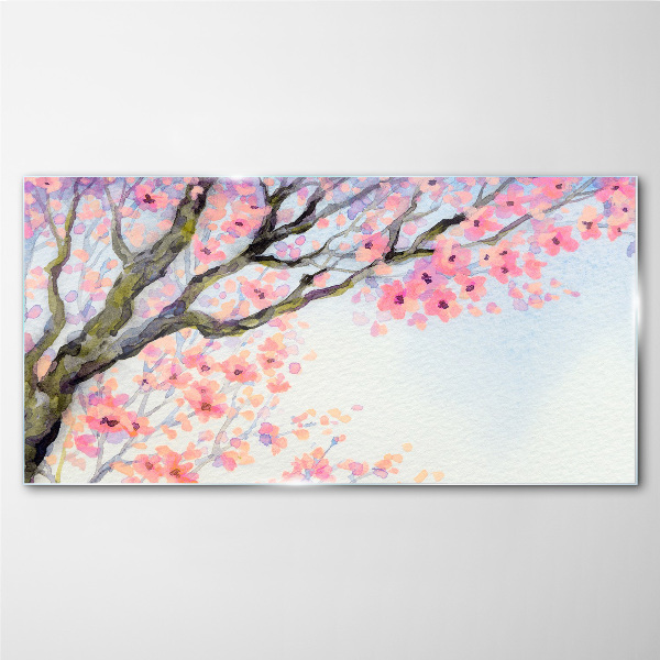 Foto glasbild Frühlingsblumenlandschaft