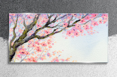 Foto glasbild Frühlingsblumenlandschaft
