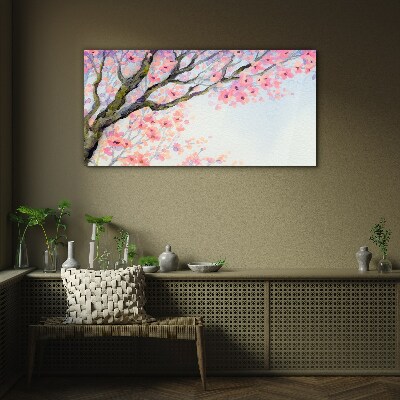 Foto glasbild Frühlingsblumenlandschaft