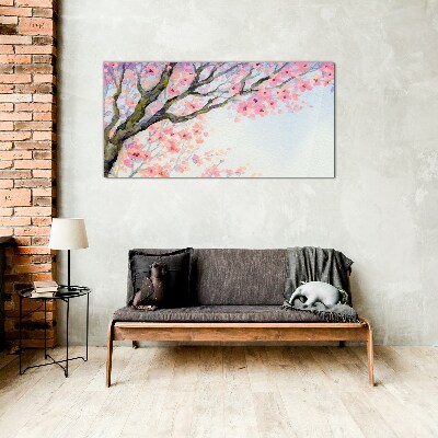 Foto glasbild Frühlingsblumenlandschaft
