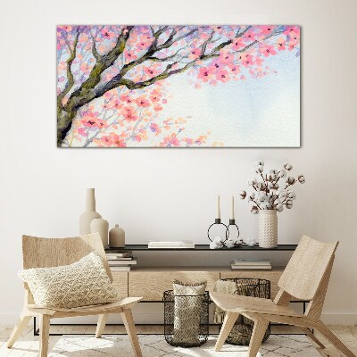 Foto glasbild Frühlingsblumenlandschaft