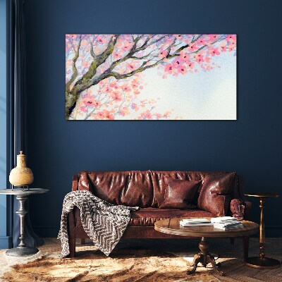 Foto glasbild Frühlingsblumenlandschaft