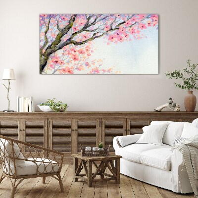 Foto glasbild Frühlingsblumenlandschaft