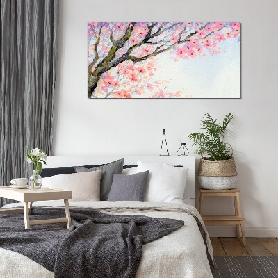 Foto glasbild Frühlingsblumenlandschaft