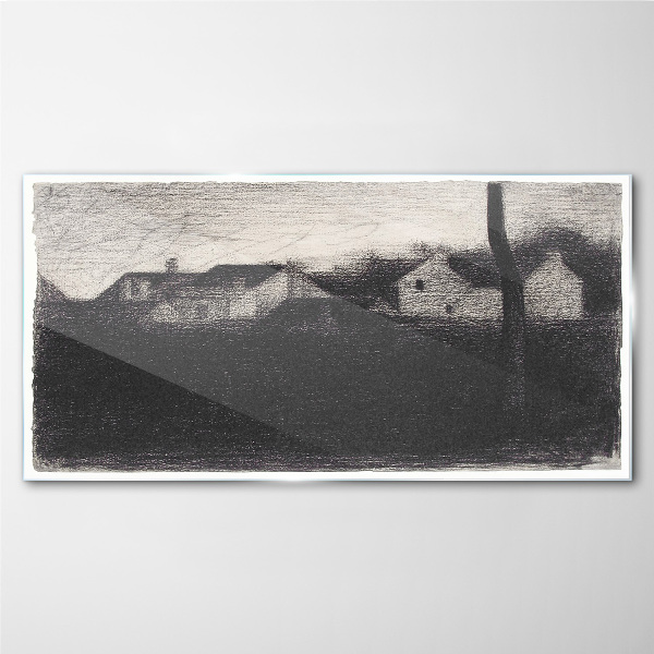 Glasbild Landschaft der Häuser von Georges Seurat