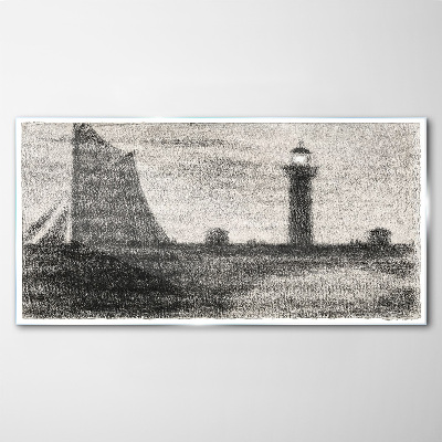 Bild aus glas Leuchtturm in monochromer Umgebung