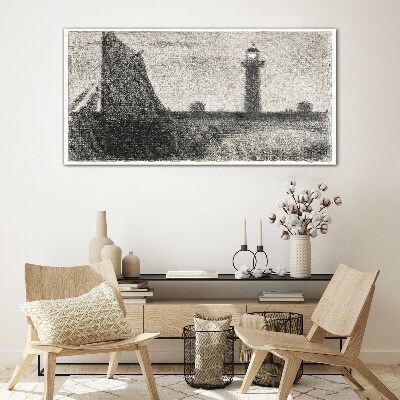Bild aus glas Leuchtturm in monochromer Umgebung