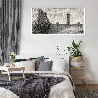 Bild aus glas Leuchtturm in monochromer Umgebung