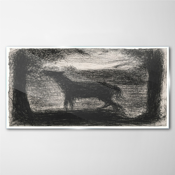Glasbild Schatten eines Pferdes im Wald