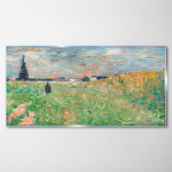 Glasbild Sommerlandschaft Seurat