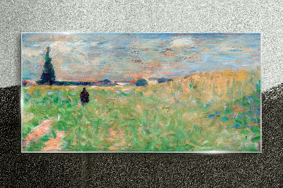 Glasbild Sommerlandschaft Seurat