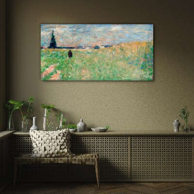 Glasbild Sommerlandschaft Seurat