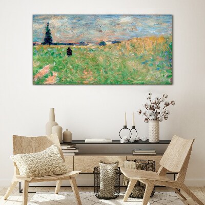 Glasbild Sommerlandschaft Seurat