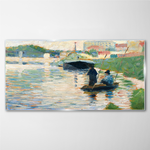 Glasbild Boote auf dem Fluss