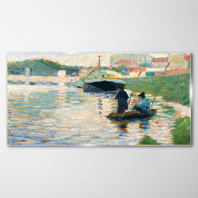 Glasbild Boote auf dem Fluss