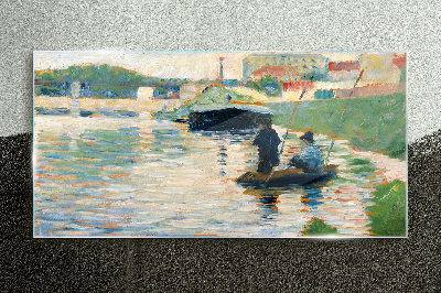 Glasbild Boote auf dem Fluss