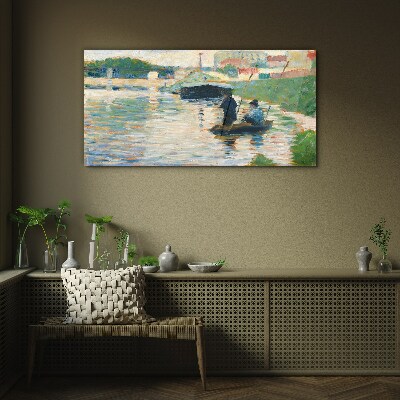 Glasbild Blick von der Seine Seurat