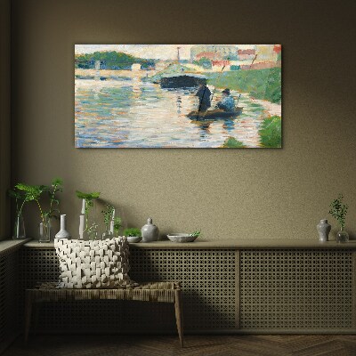 Glasbild Boote auf dem Fluss