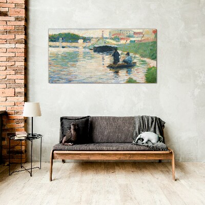 Glasbild Boote auf dem Fluss