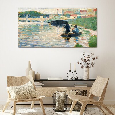 Glasbild Blick von der Seine Seurat