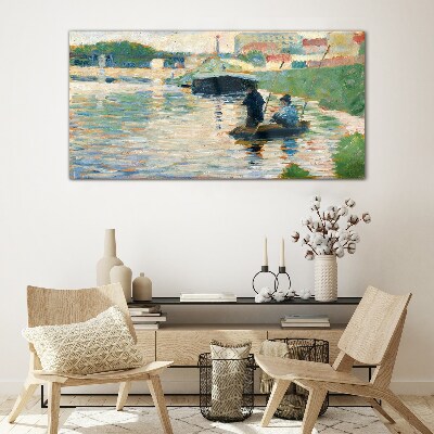 Glasbild Boote auf dem Fluss