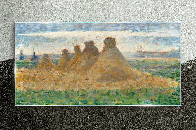 Glasbild Heuhaufen Seurat