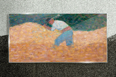 Glasbild Landwirt bei der Feldarbeit