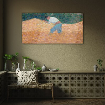 Glasbild Landwirt bei der Feldarbeit