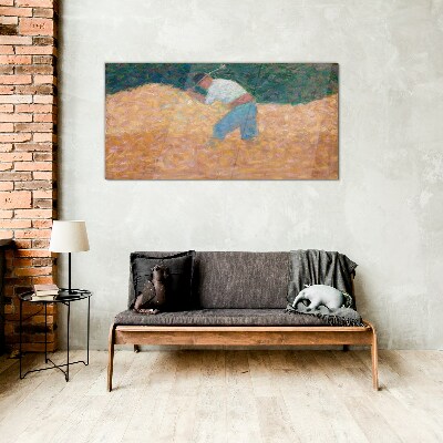 Glasbild Landwirt bei der Feldarbeit
