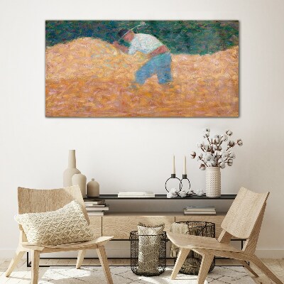 Glasbild Landwirt bei der Feldarbeit