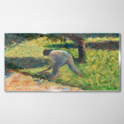 Glasbild Arbeiten im Garten