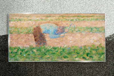 Glasbild Landwirt bei der Feldarbeit