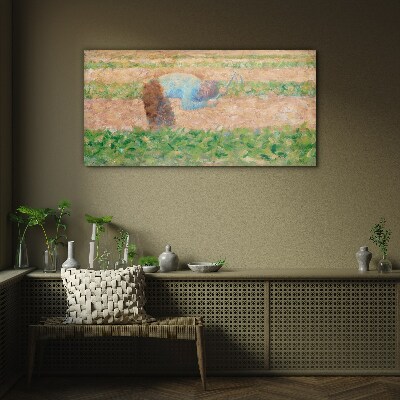 Glasbild Landwirt bei der Feldarbeit