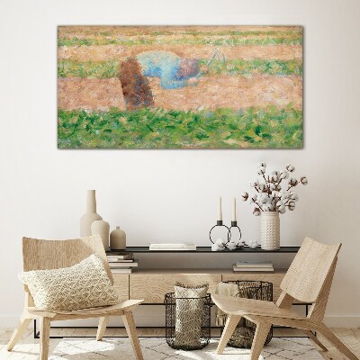 Glasbild Landwirt bei der Feldarbeit