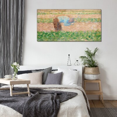 Glasbild Landwirt bei der Feldarbeit