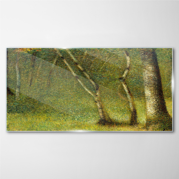 Glasbild Grüner Wald im Sonnenlicht