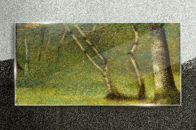 Glasbild Grüner Wald im Sonnenlicht