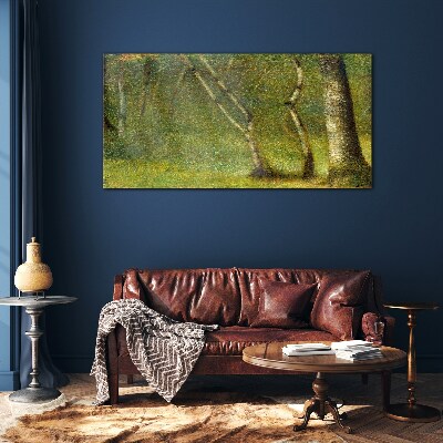 Glasbild Grüner Wald im Sonnenlicht