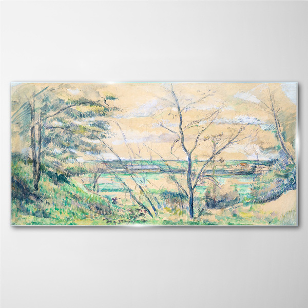 Glasbild Eine friedliche Landschaft mit Bäumen