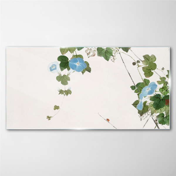 Glasbild Blumenmotiv in zarten Farbtönen