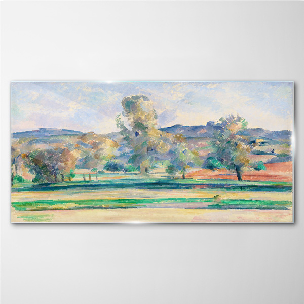 Glasbild Frühlingslandschaft mit Bäumen